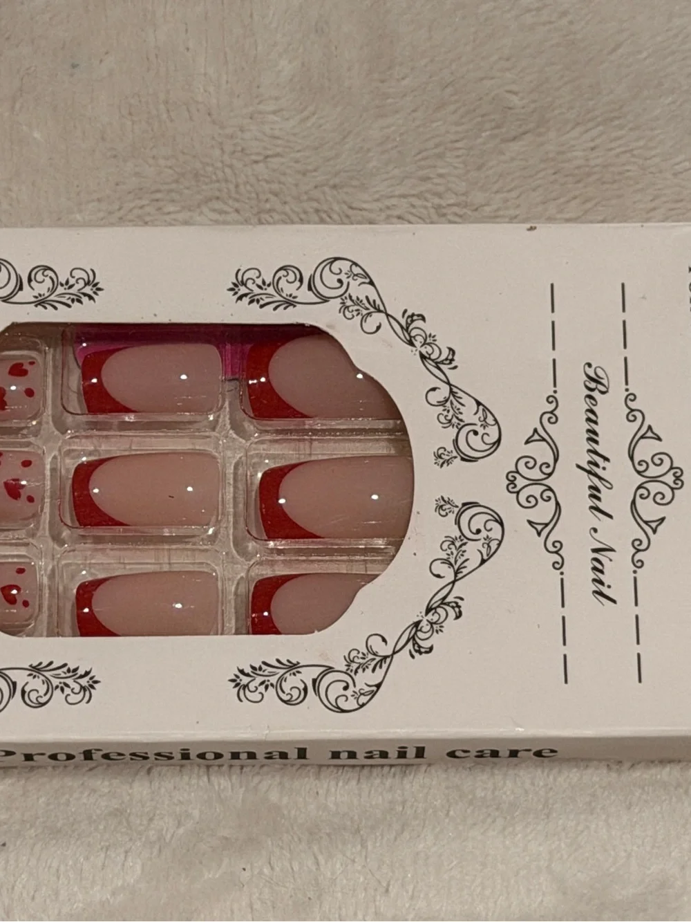 Valentine Heart French Tip Press On Nails | Red Pink Romantic Nail Set